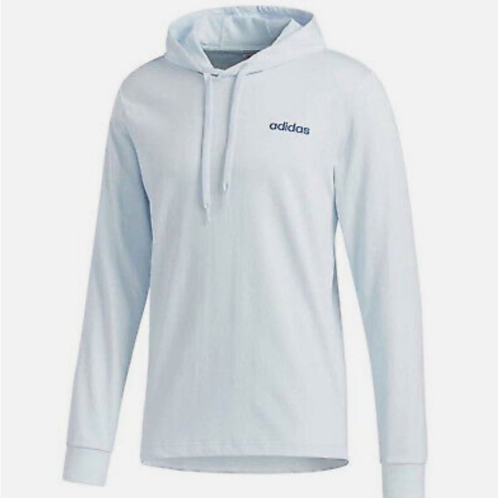 Adidas Men’s Essentials Lightweight Pullover Hooded Sweatshirt Sky Blue …
